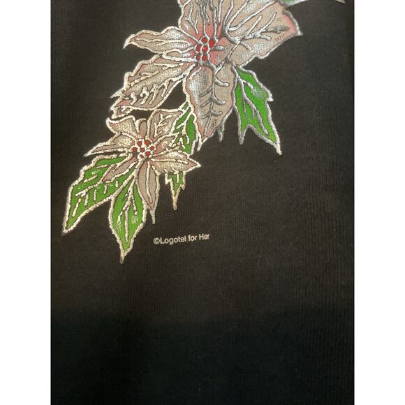 Logotel For Her 1980’s Sweatshirt POINSETTIAS Size Large - Picture 2 of 10